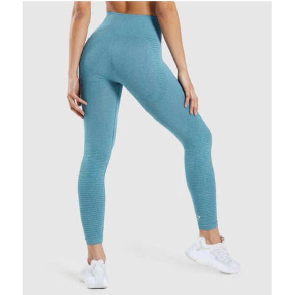 Gymshark Vital Seamless 2.0 Leggings in Tahoe Teal Marl Size S NWT - Picture 2 of 5